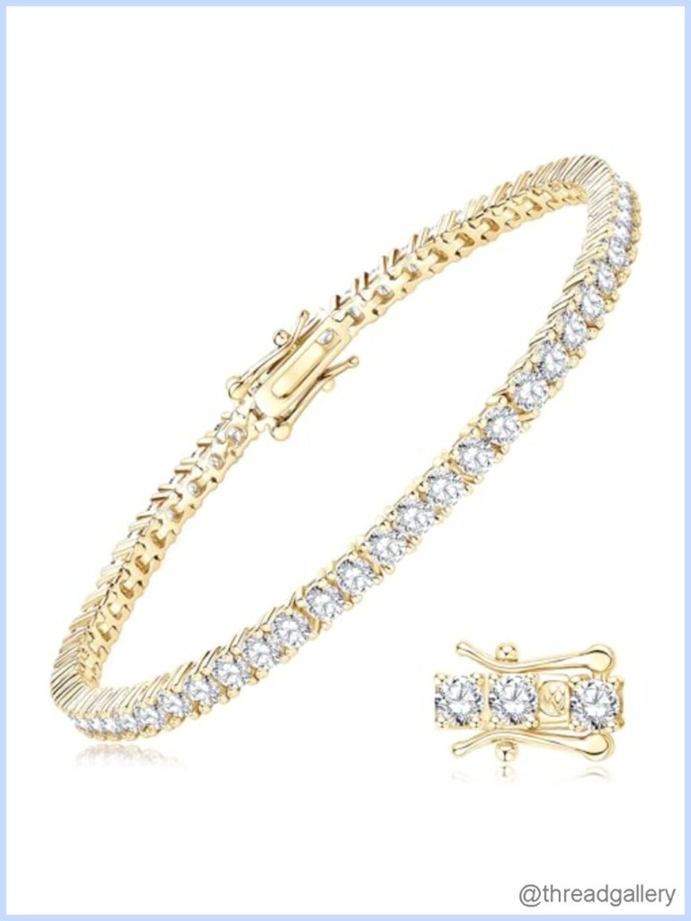 14K Gold Plated Moissanite Tennis Bracelet D Color VVS1 Round Cut Gift
